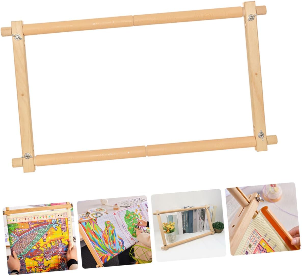 DOITOOL Wooden Cross Stitch Frame for Beginners Adjustable Embroidery Tapestry Holder Easy to Use Beech Rack for Craft Projects for Home Decoration