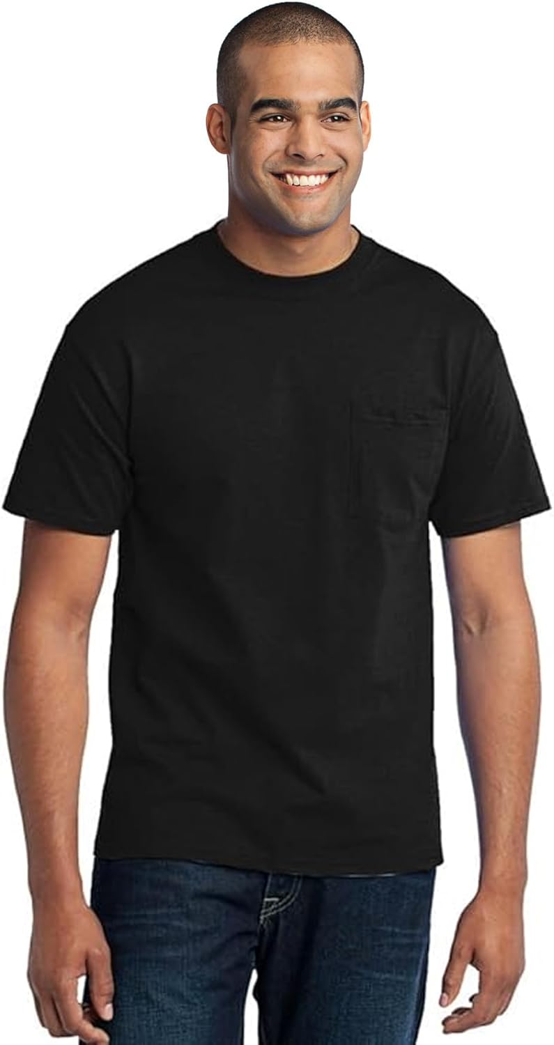 Joe's USA Men's Pocket T-Shirt – 5.5 oz 50/50 Cotton-Poly Tee – Work & Casual Shirt – Regular, Big & Tall S-6XL LT-4XLT