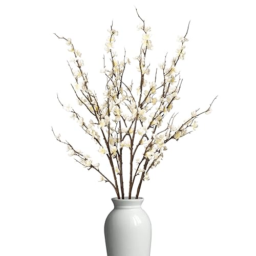Ammyoo 4Pcs Cherry Blossom Branches Artificial Flowers for Spring Summer