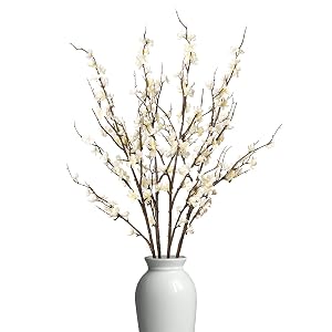 4Pcs Cherry Blossom Branches Artificial Flowers for Spring Summer Indoor Decoration Faux Long Stem Artificial Flowers for Wedding