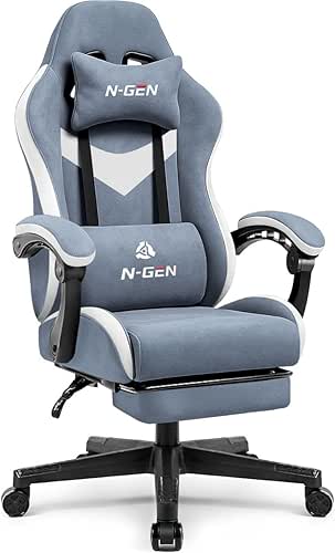 N-GEN GAMING Video Gaming Chair with Footrest Lumbar Support for