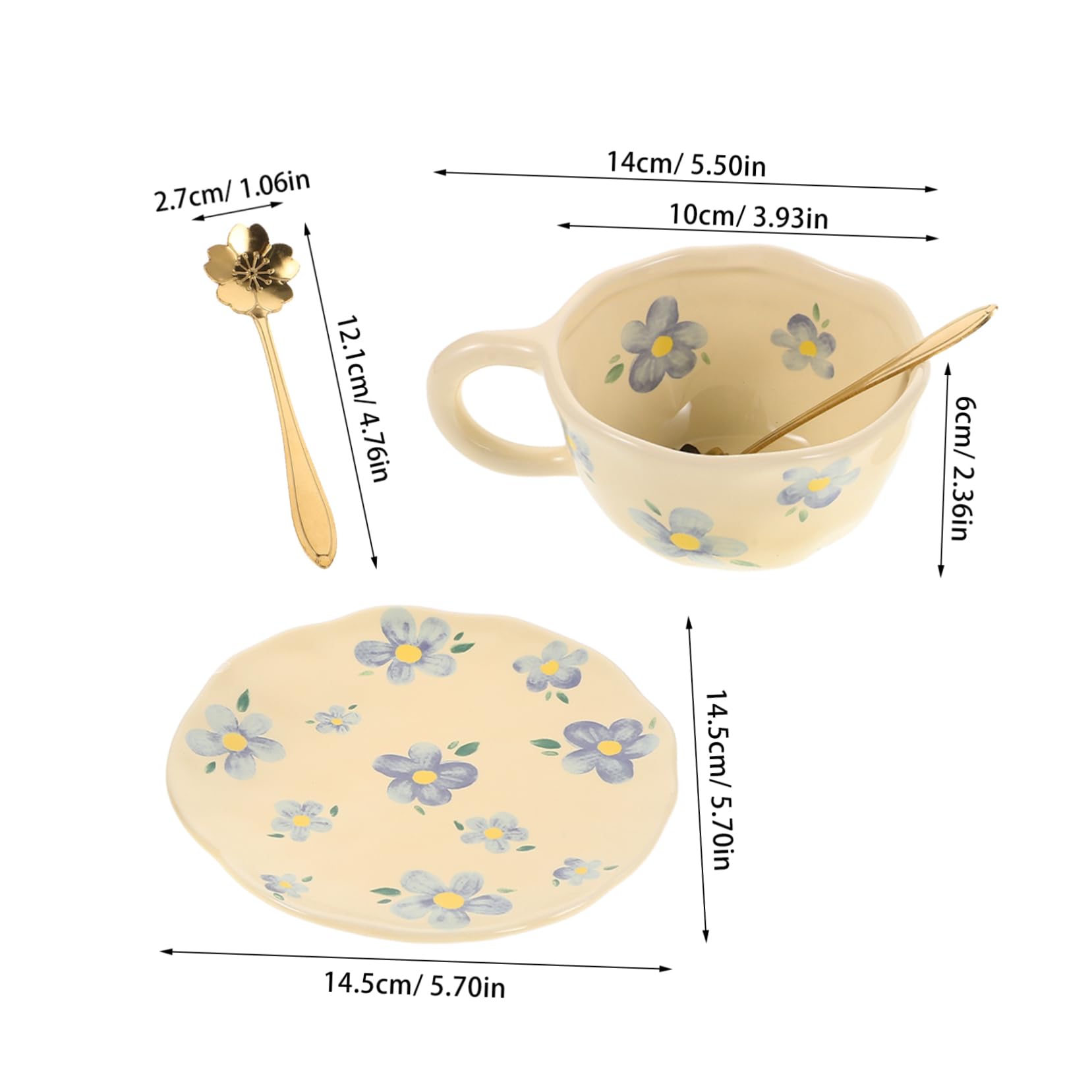 1 Set Tasse à Café en Céramique avec Soucoupe et Cuillère Design Unique Cuisine et Bureau