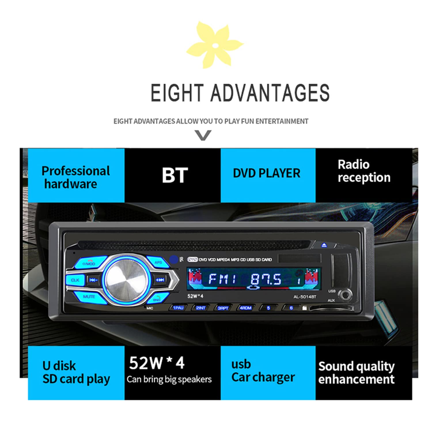 Radio samochodowe MP3 1 Din 12V samochodowe stereo z Bluetooth DVD CD samochodowy zestaw g?o?nomówi?cy Autoradio BT Audio Radio z bezprzewodowym pilotem