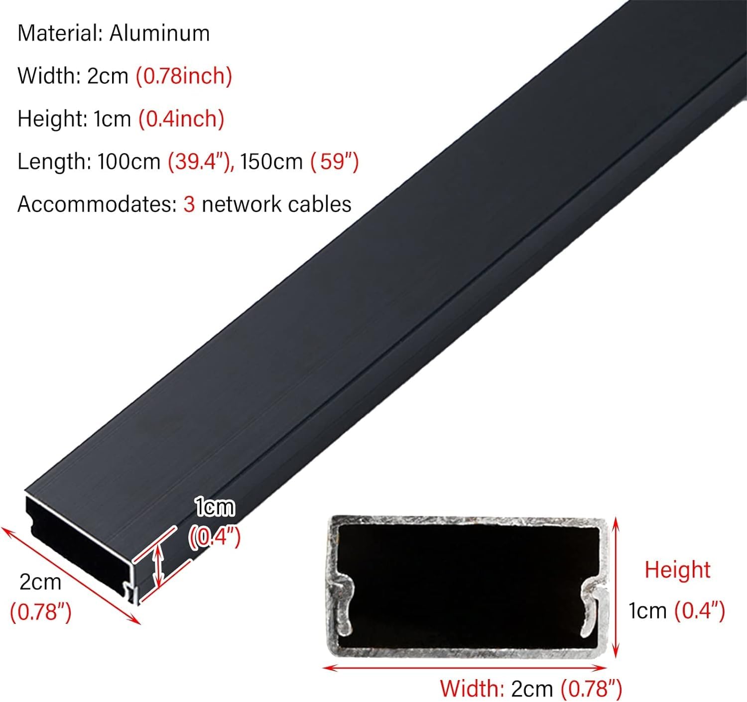 Canaleta De Cables De Metal, Cubierta Protectora De Cables De TV De Pared/Cable De Piso 1m/1,5 Metros, Kit De Gestión De Corrector De Cables Autoadhesivo(Style 4,Length 150cm/5FT)