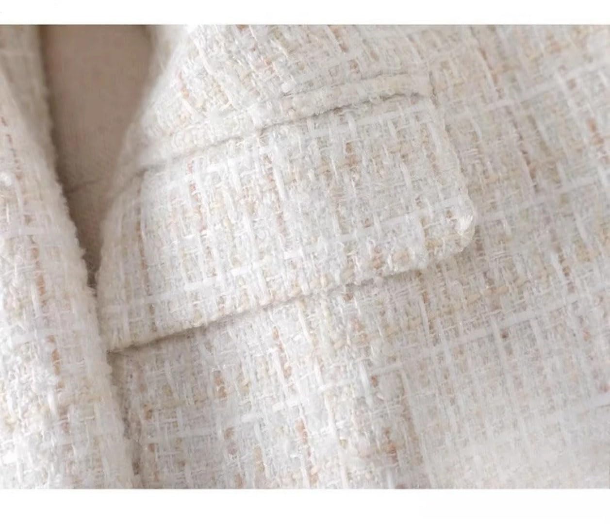Blazer in Tweed da Donna Primaverile E Autunnale retrò Elegante A Quadri Casual da Ufficio Stile Commuter alla Moda con Revers Classico vestibilità Comoda E Versatile