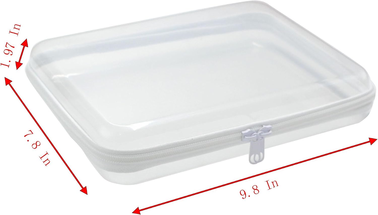 Yansanido Zipper Storage Box, 9.8 Inch x 7.8 Inch x 1.97 Inch Transparent Plastic Box for Classification and Organization (1)