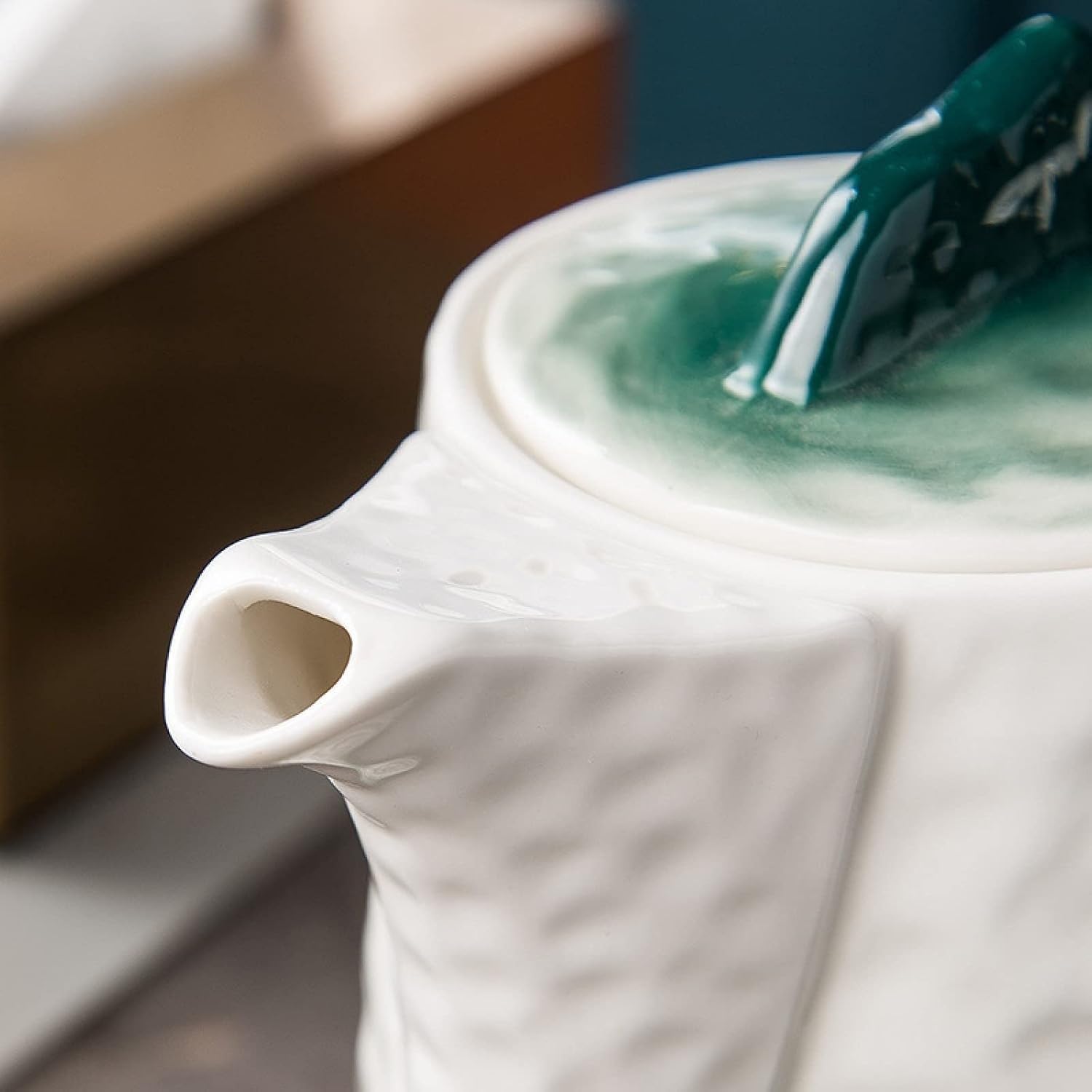 Zestaw filiżanek do espresso, kubki do kawy, herbata porcelanowa dla dorosłych 1 czajniczek 6 Nordic Service dla osób do użytku domowego i biurowego Prezent(Green)