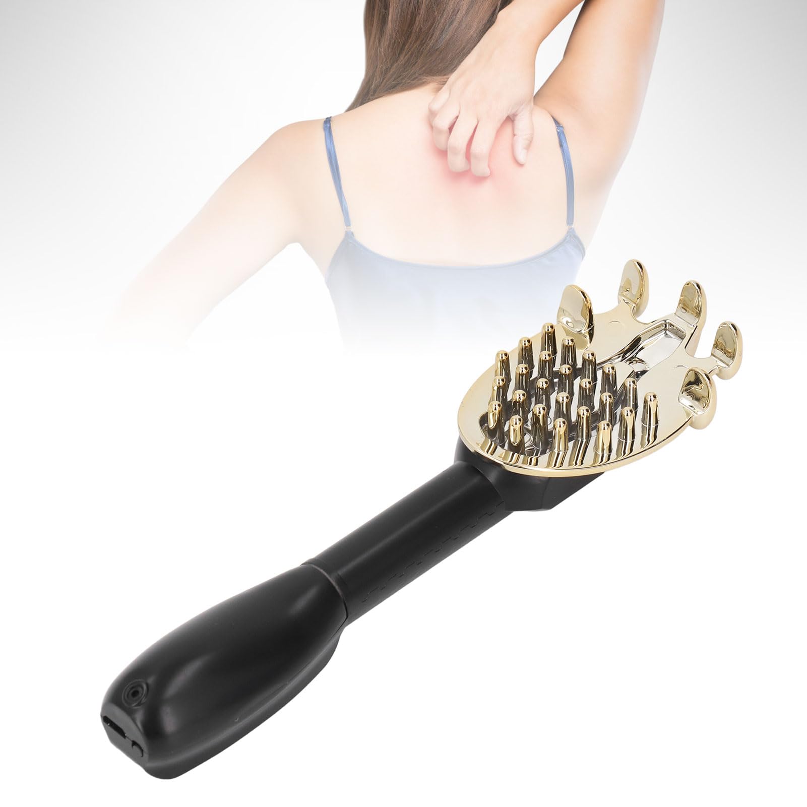 Rastreador de Espalda Eléctrica, 45 Cm Extensible con Vibración Automática y 5 Cabezales de Masaje, para Adultos Espalda, Alivio de Picazón en el Cuello en el Hogar Viajar (BLACK)