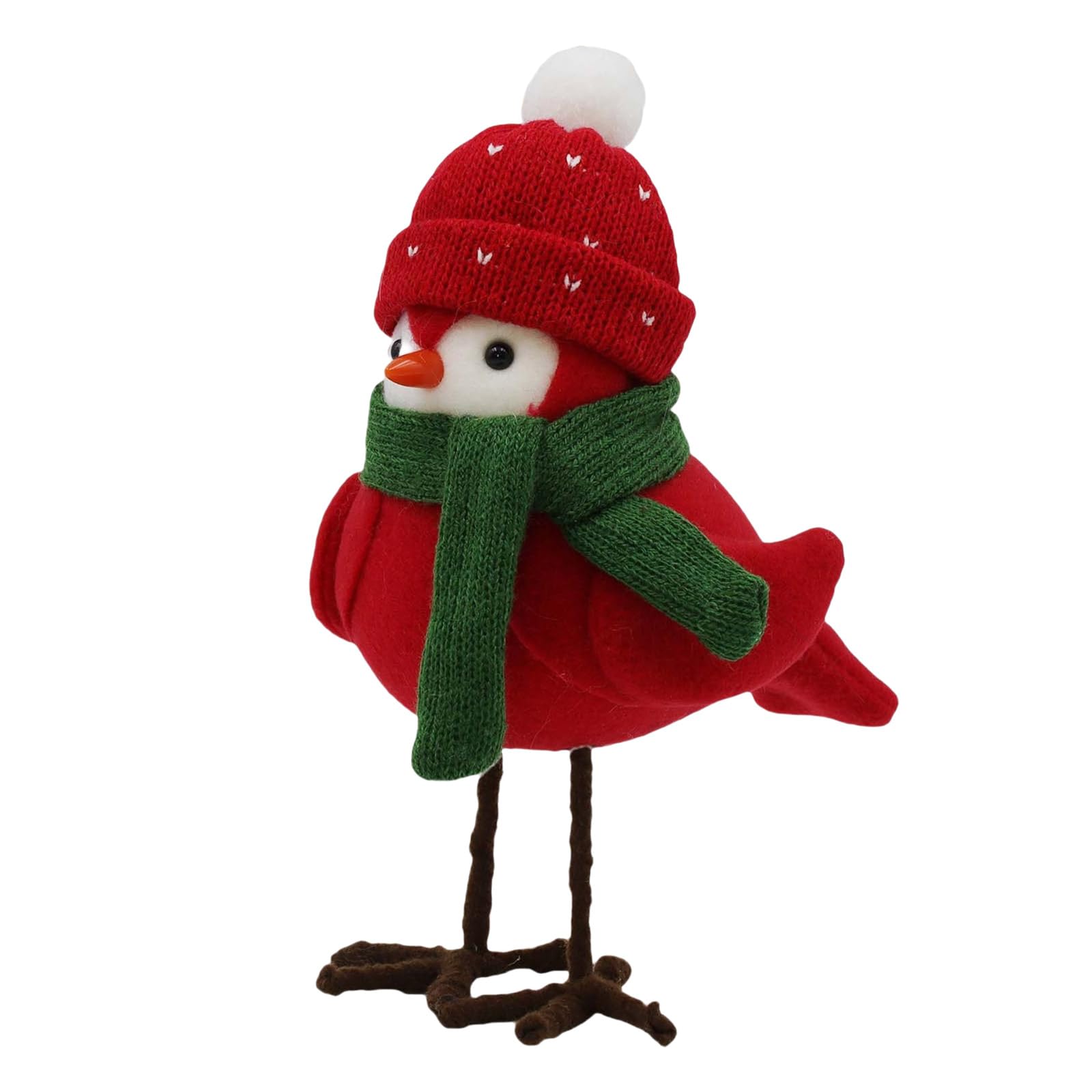 Gmbylby Style Three Christmas Tabletop Decoration Redness Simulated Birds Figurines With Festive Hat Decoration For