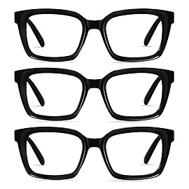 XVXV Reading Glasses for Women Men - Blue Light Blocking Readers Oversize Oprah Square Anti Glare/Eyestrain Spring Hinge(3Pack*Mix2,2.5X)