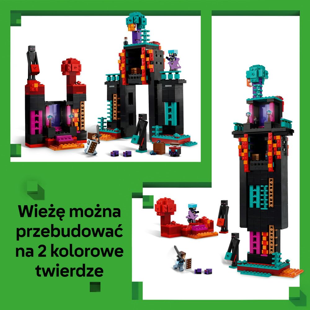 LEGO Minecraft Wieża Endermana 21279 | budowla Minecraft, zestaw z mobami, prezent dla fana Minecrafta 9+, 867 elementów
