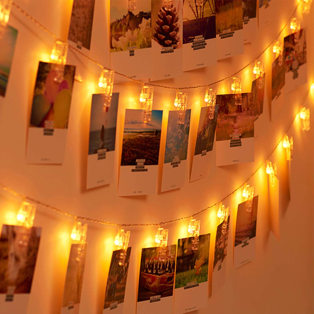 LED Photo Clip String Lights Battery Operated Fairy String Lights Picture Card Hanging Lights,Wedding Decor Lights for Hanging Photos,Party Home Artwork Wall Lights Warm White (30 LED, Warm White)
