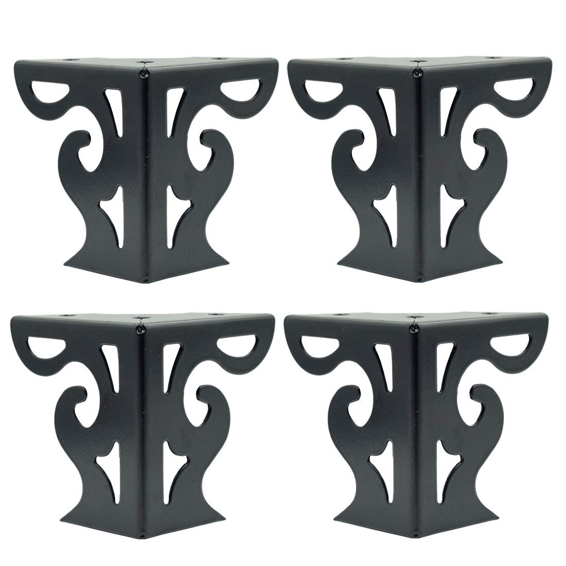 PHITUODA4pcs 3-Inch Hollow Out Modern Furniture Sofa Legs, Bookcase Feet Triangle Feet for Sofa Table Cabinet Cupboard Bed Couch Chair, Matte Black
