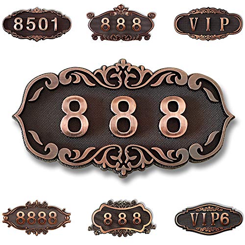 3D Vintage Address Plaque Decorative Garden Number Wall Plaque Rustic Metal Antique Copper Personalized House Sign for House, Apartment, Public Facilitiesy, Office (Middle Ages)