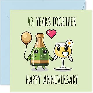 Stuff4 43rd Anniversary Card for Women Men - 43 Years Together - Happy 43 Year Anniversary Card for Girlfriend Boyfriend Husband Wife, 145mm Wedding Anniversaries Greeting Cards