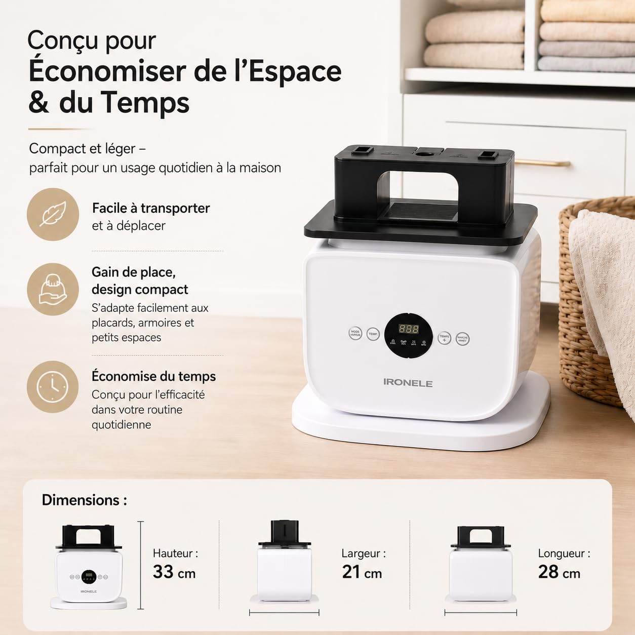 Machine à repassage automatique avec accessoires pantalon/robe | Remplace fer et défroisseur | Appareil intelligent de lissage des vêtements