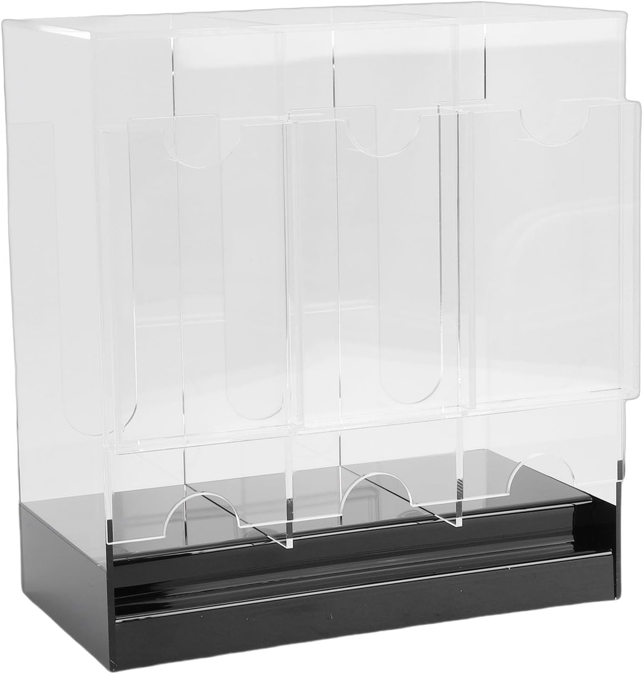 3 Slot Booster Pack Dispenser Crafted from Premium Acrylic, Equipped with Three Slots, Ensures Easy Access and Organization, Featuring Black Base and Transparent Exterior