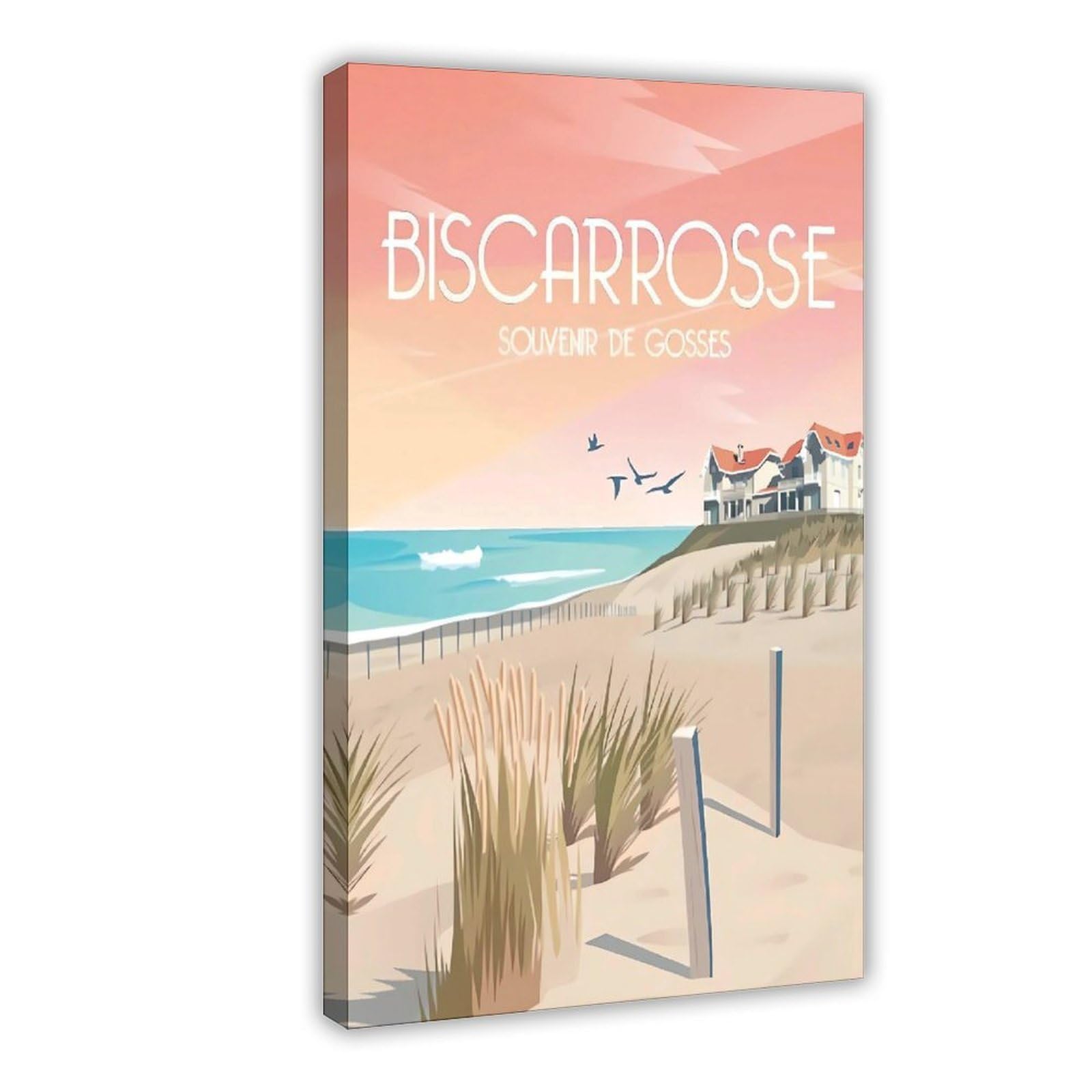 QNVJQKDSI Biscarrosse Travel Vintage Canvas Poster Bedroom Decor Landscape Office Room Decor Gift 12" L X 18" W