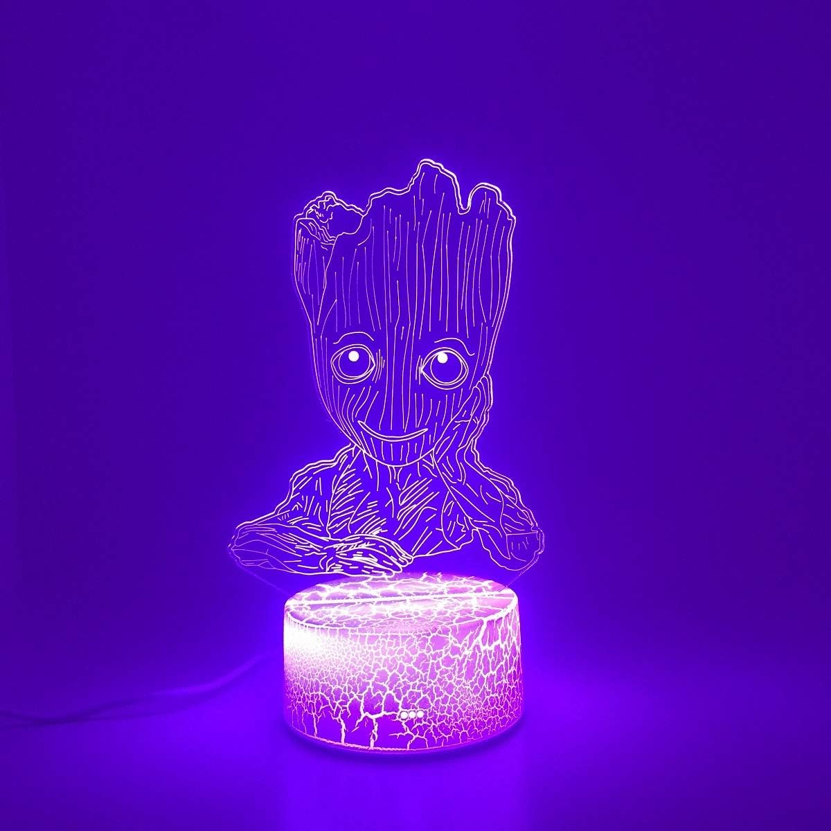 Novelty Groot Baby 3D Lamp Illusion LED USB Lamp Touch RGB 7 Color Touch Changing Table Night Light,Bedside Decoration LED Lamp Birthday Xmas Gift for Boys Girls Kids