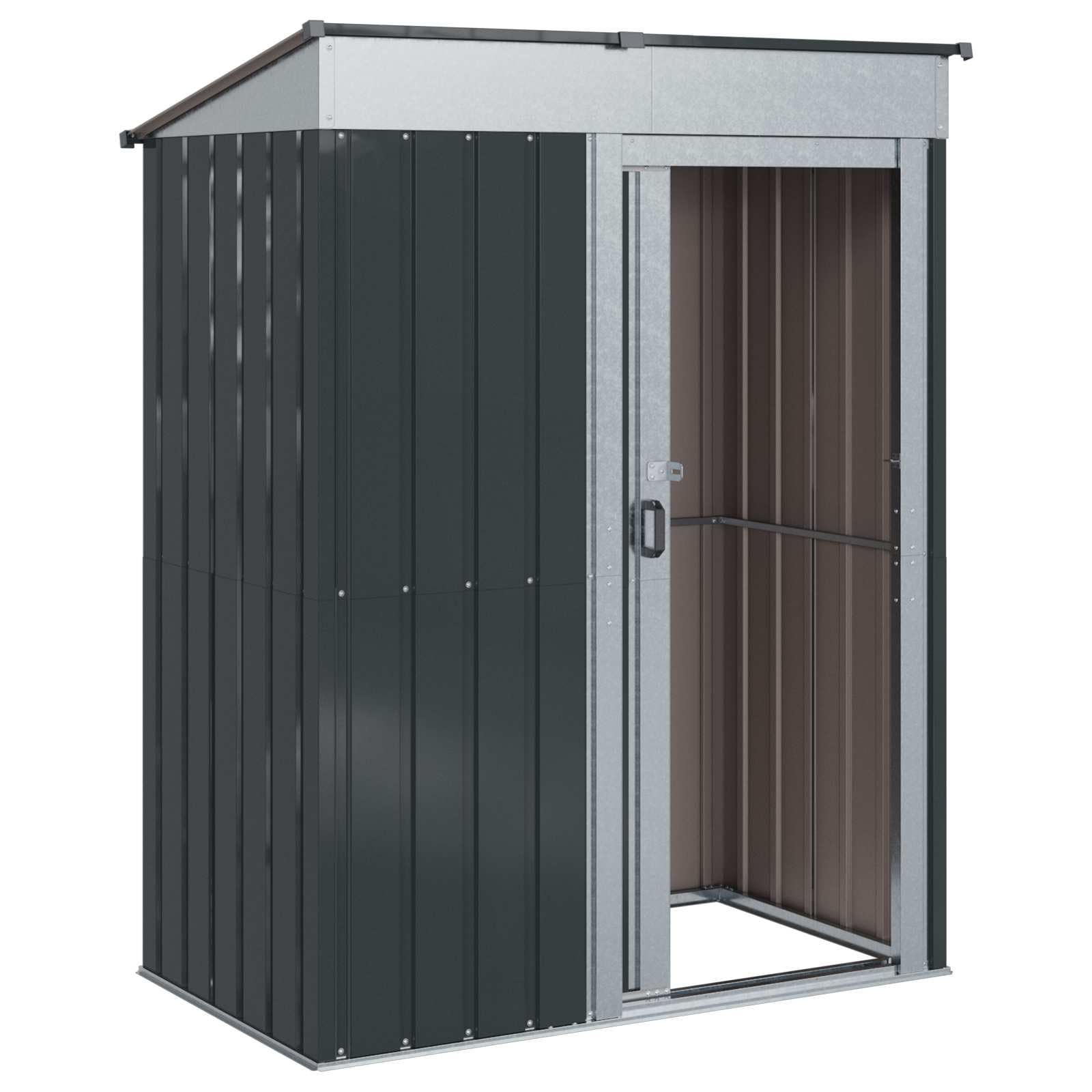 IKAYAA Cobertizo de Jardín Exterior 137 x 81 x 180 cm Caseta de Jardín Exterior Metálica Armario Exterior para Almacenamiento de Herramientas para Patio Terraza Antracita