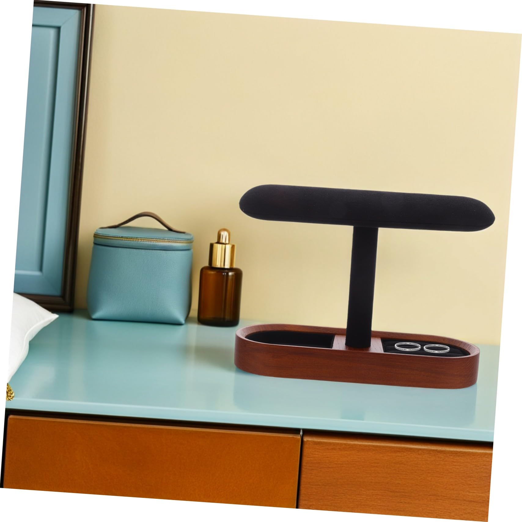 ULTECHNOVO Massiver Schmuckständer mit T-bar Design für Ringe und Armreifen Stabile Struktur und Filzbeschichtung für Ladentheke oder Vitrine