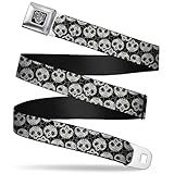Buckle-Down Unisex-Adult's Seatbelt Belt XL, Panda Bear Sugar Skull Scattered Black/Cream, 1.5' Wide-32-52 Inches