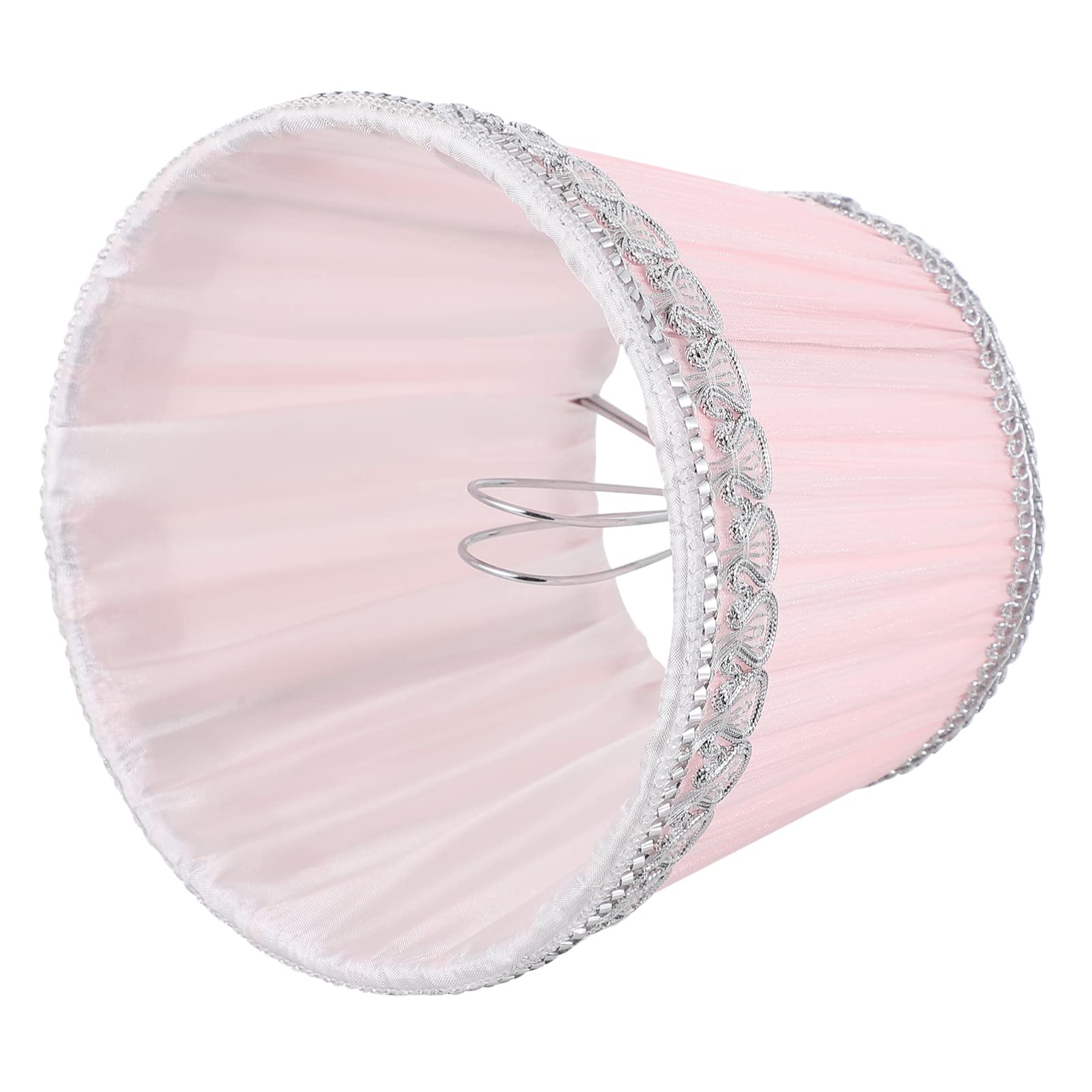 Gadpiparty Chiffon Lampshade Light Cover Ornament Pleated Fabric Lamp Shade with Silver Edge Indoor Lamp Cover Accessory for Wall Sconces