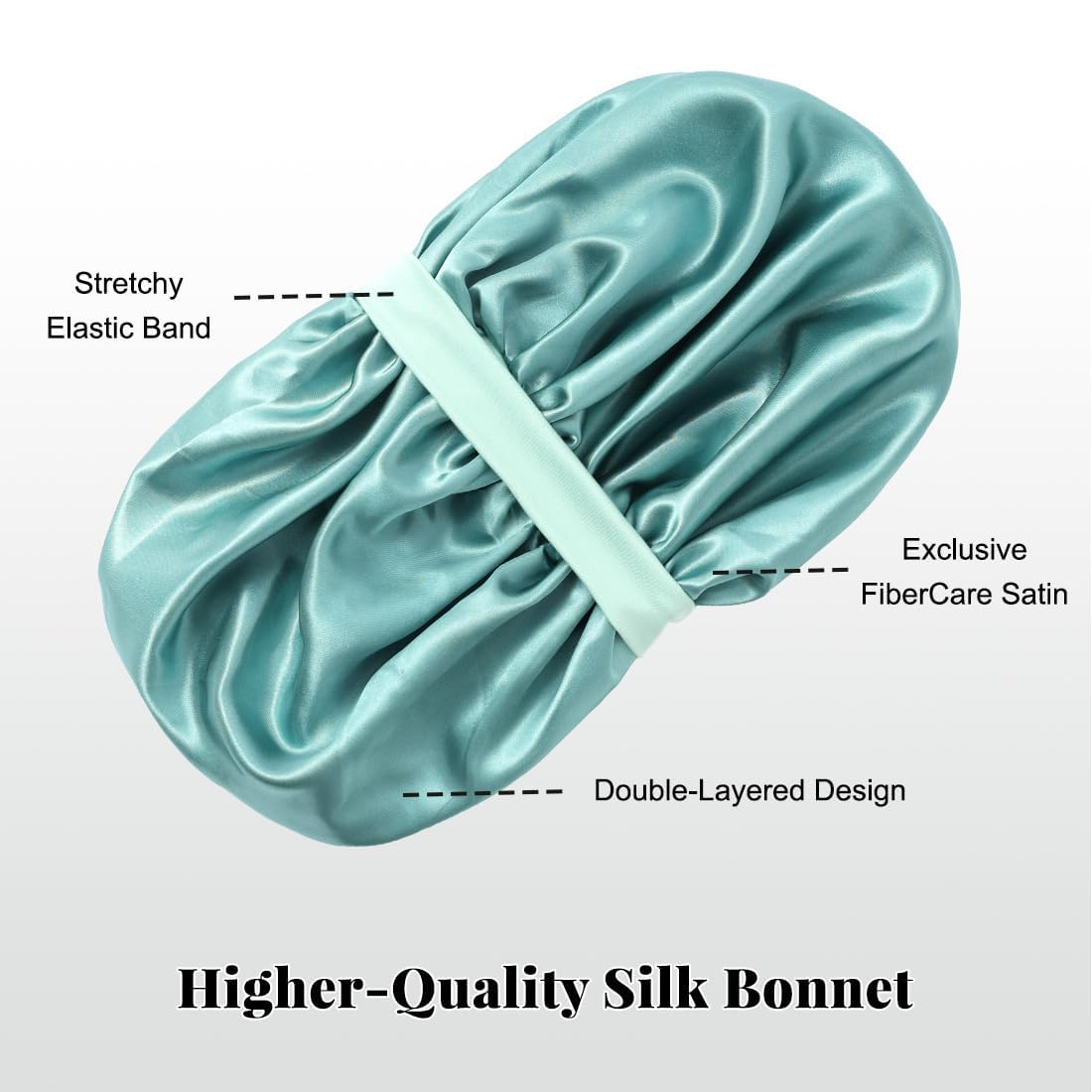 2PCS Double Layer Silk Bonnet for Sleeping Women, Satin Bonnet for Sleeping with Soft Elastic Band, Silk Hair Bonnets for Women Curly Hair