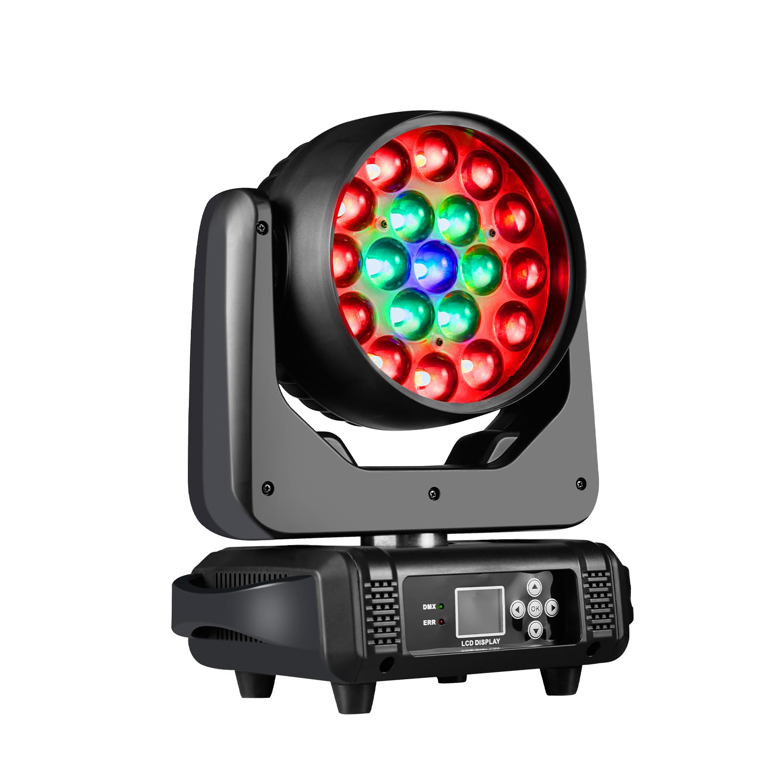 Moving Head DJ Light 19x15W Stage Light RGBW Zoom Wash Beam Dj Lighting Dmx512 Sound Activated for Disco Ktv Club Party Wedding (19x15W)