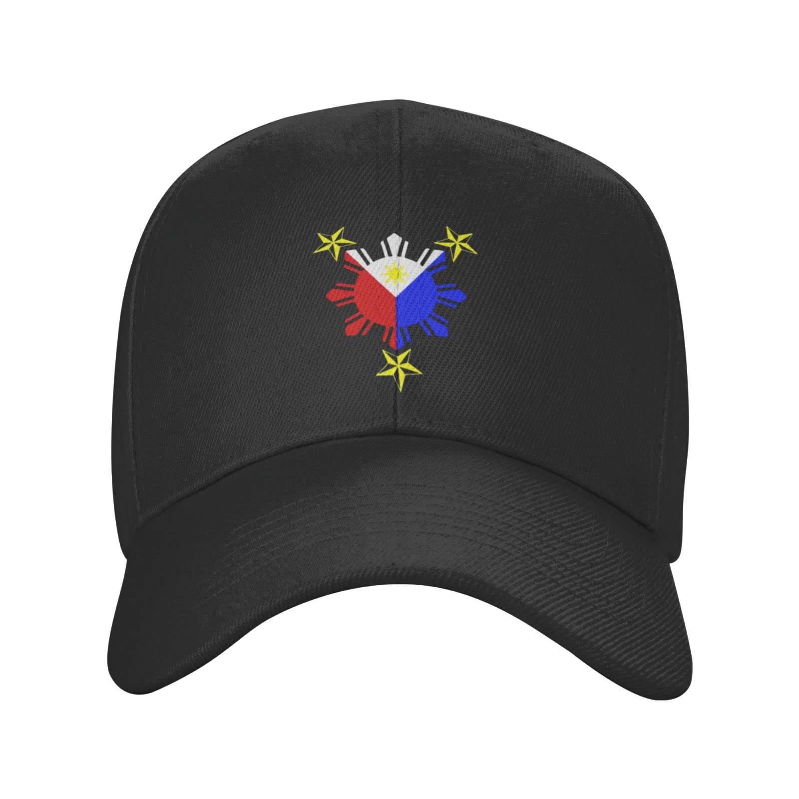 FJQWKLF Unisex Adjustable Baseball Cap Filipino Philippine National Flags Polyester Snug Fitting Ball Cap Black