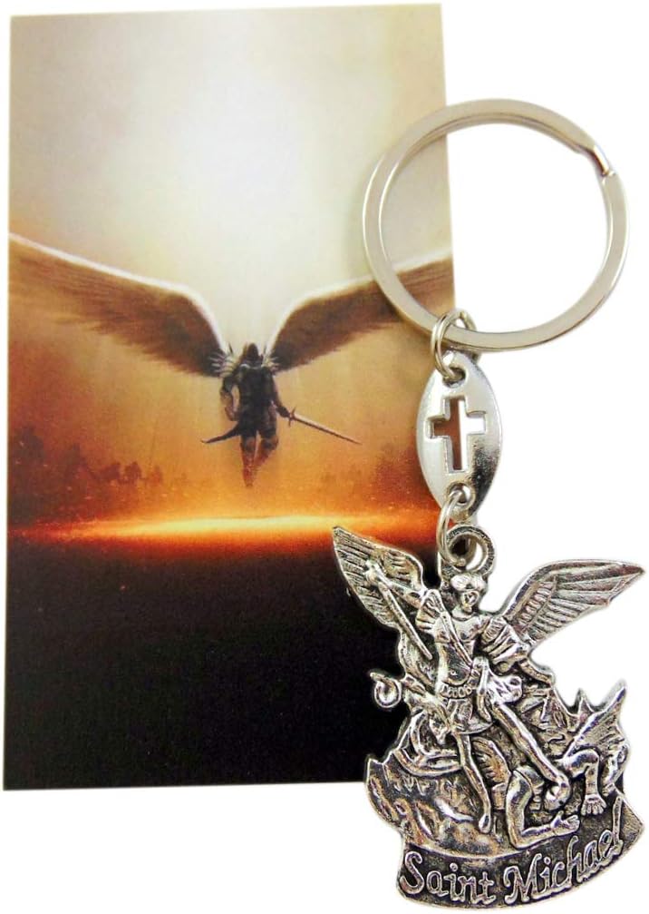 Westmon Works St Michael Archangel Key Ring Saint Protector Set with Holy Card