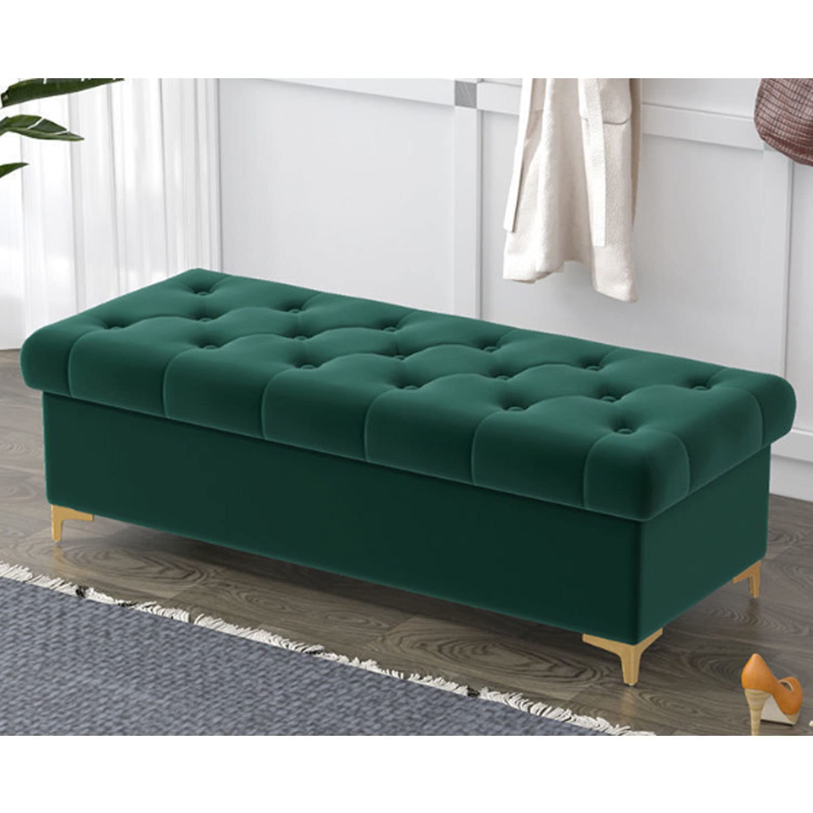 MSHGSKU Modern Storage Bench for Entryway & Living Room Rectangular Footstool with Shoe Storage Stylish Changing Bench for Bedroom & Fitting Room Versatile Footrest Stools