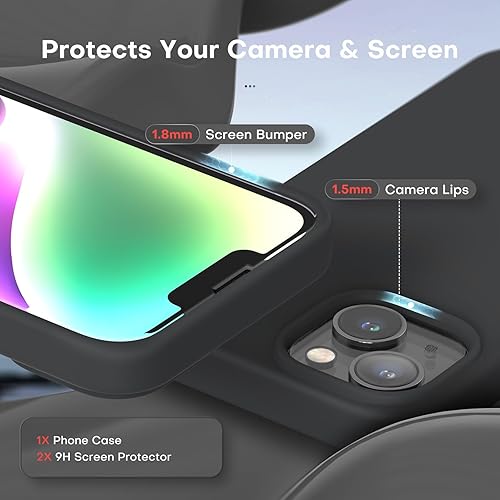 Vista 23 de TOCOL - Funda 5 en 1 para iPhone 11, con 2 protectores de pantalla + 2 protectores de lente de cámara, funda delgada de silicona líquida a prueba