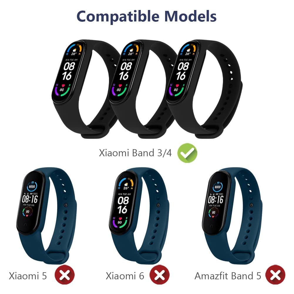 Ainiv Cinturino Compatibile con Xiaomi Mi Band 6/Xiaomi Mi Band 5/ Xiaomi Mi Band 7/Xiaomi Mi Band 4/Xiaomi Mi Band 3, Regolabile Cinturino Sportivo, Cinturino Ricambio Compatibile con Xiaomi Mi Band