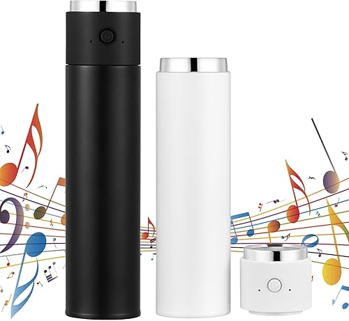 Ctosree 2 vasos de altavoz de música de 9 onzas, vaso recto de acero inoxidable, vaso de vacío de doble pared con altavoz, taza de altavoz