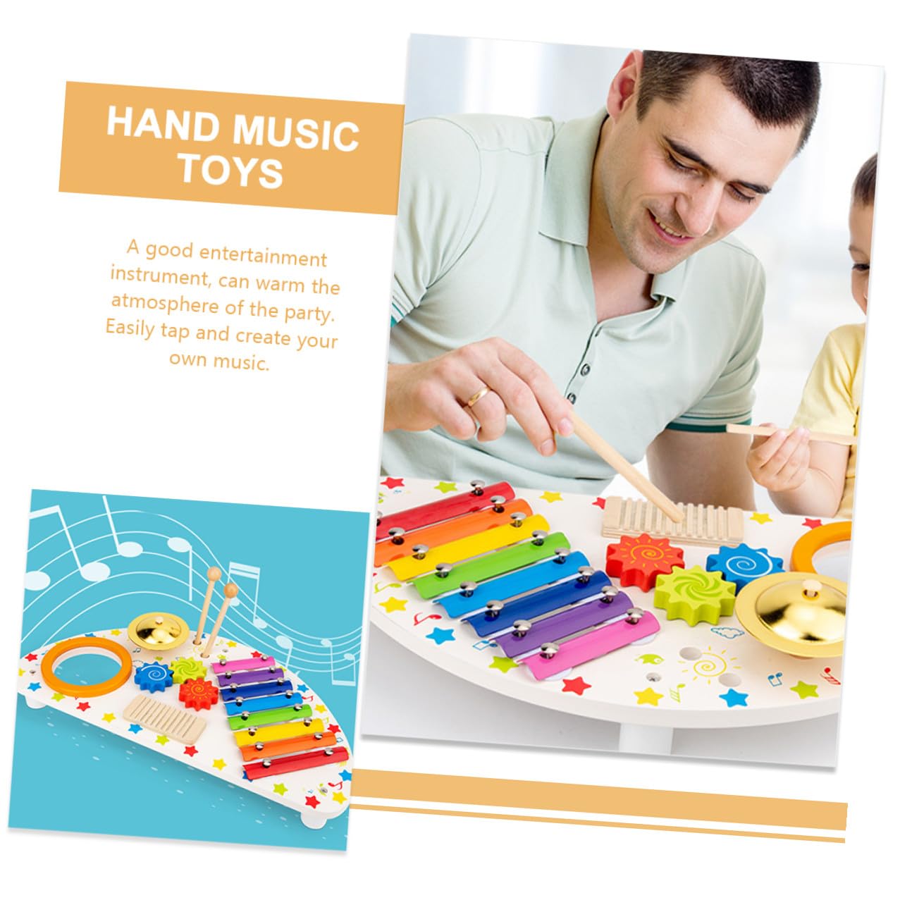 Set di Strumenti Musicali in Legno per Ragazzo Ragazza Xilofono e Percussioni per Divertimento e Apprendimento Musicale