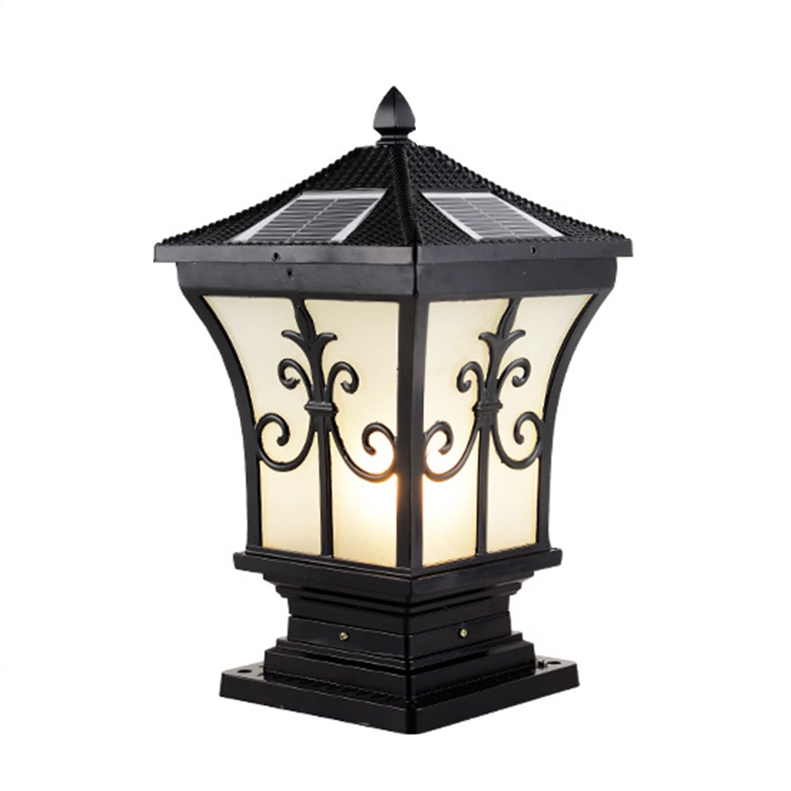 Outdoor Wall Lights Retro Square Solar Post Lamp Waterproof LED Solar Column Lights Outdoor Fence Deck Patio Pillar