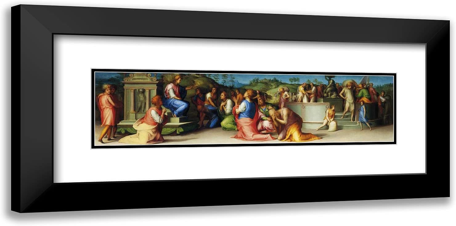 ArtDirect Pontormo, Jacopo 24x12 Gold Ornate Framed Art Print with Double Matting Titled: Joseph Revealing Himself to His Brothers