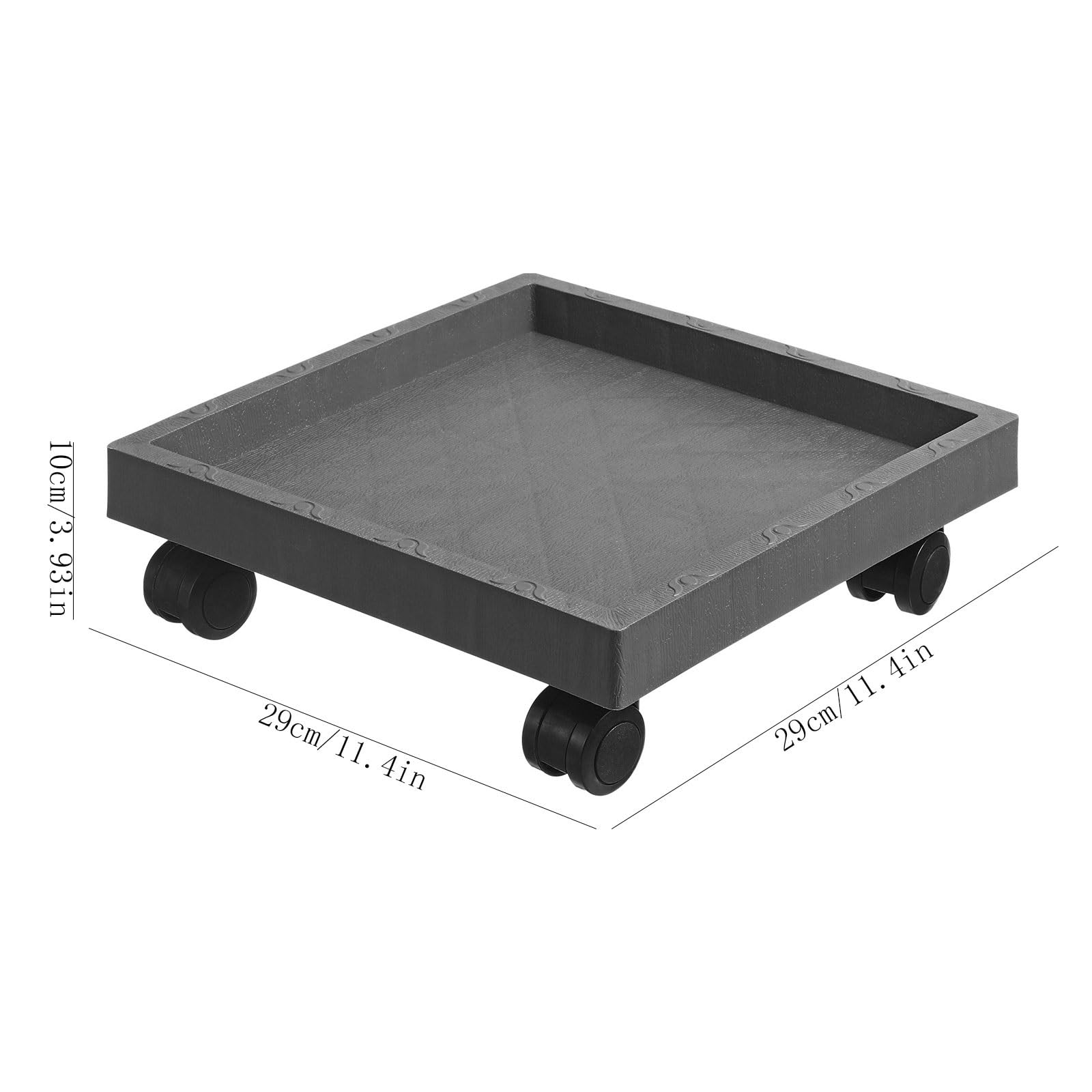 Bandeja de Drenaje for Plantas con Ruedas Macetas cuadradas Carretilla Jardín(Negro)