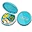 Serfeymi Small Pill Box - 3 Compartments Portable Pill Box for Purse Pocket, Compact Mini Travel Pill Case - Suitable for Medicine, Vitamin, Fish Oil, Supplements - Light Blue(Logo)