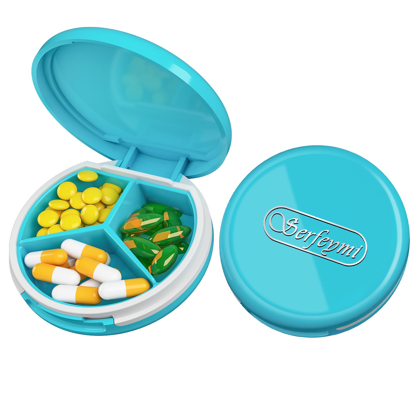 Serfeymi Small Pill Case for Purse, Mini Travel Pill Organizer