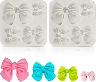 Fondant Bow Molds, 2 Pcs Mini Silicone Molds for Chocolate, Cupcake, Cake, Candy, Pudding Decoration