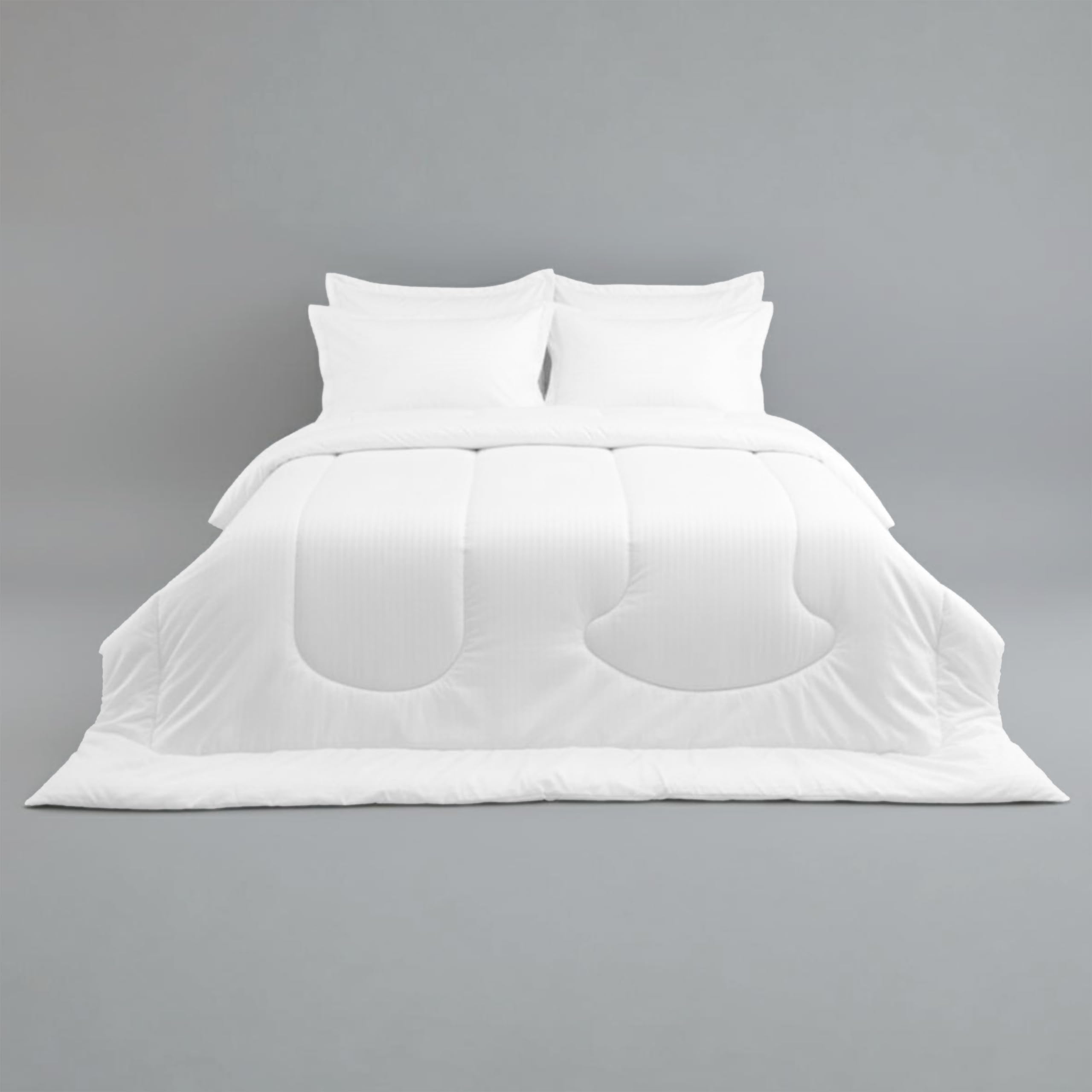 Stripe Hotel Comforter 3 Pcs Set – 1 Comforter 220 x 240 cm | 2 Oxford Pillowcases (50 x 75 + 5 cm) – Ultra Soft 90 GSM Synthetic Cotton Breathable Fabric | Premium Bedding Set White Striped King: 220 x 240 cm – 3 Pcs Set