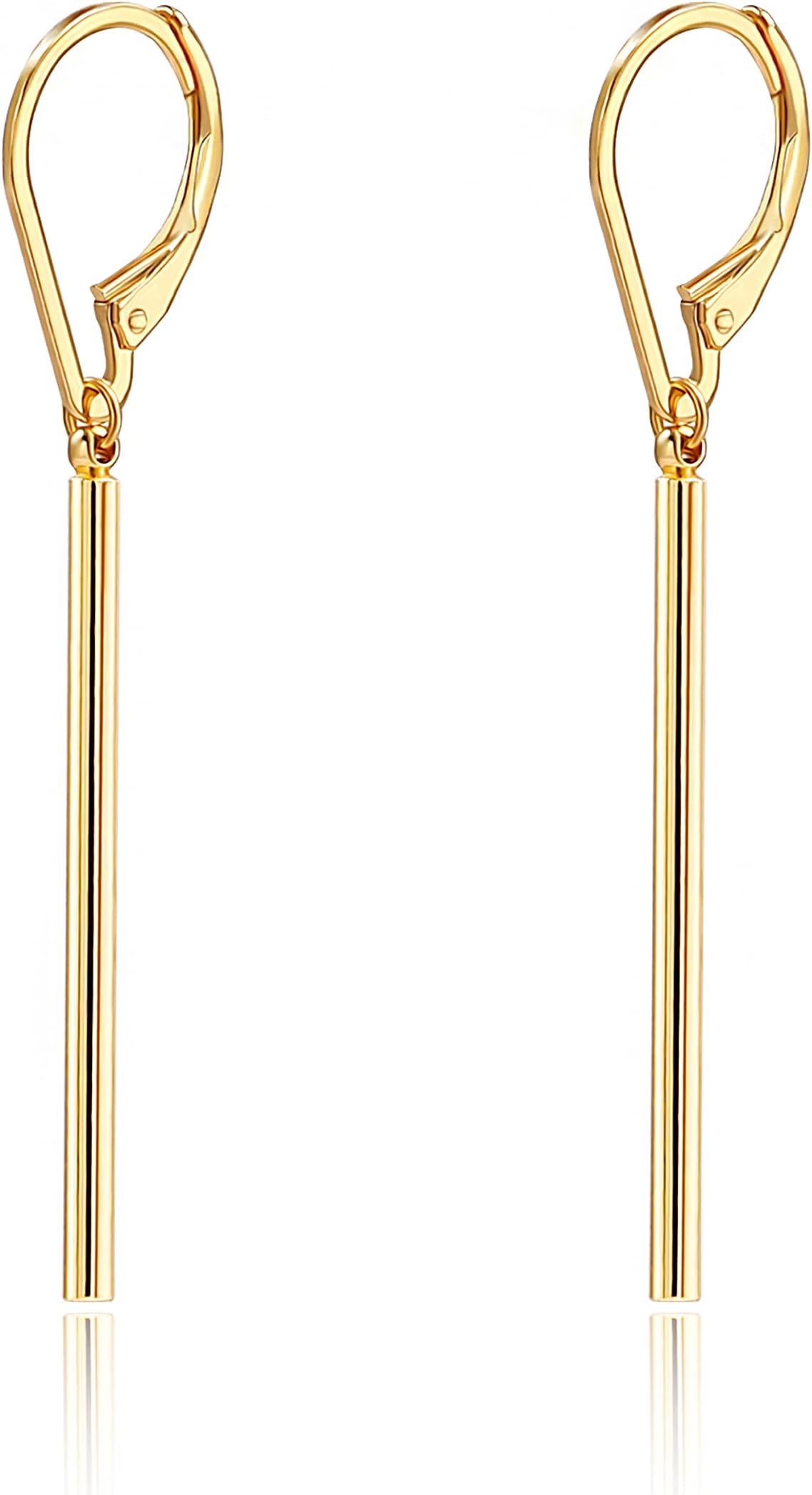 18K Gold Plated/Platimun Plated Long Vertical Bar Drop Dangle Earring Minimal Hanging Earrings Geometric jewelry for Women