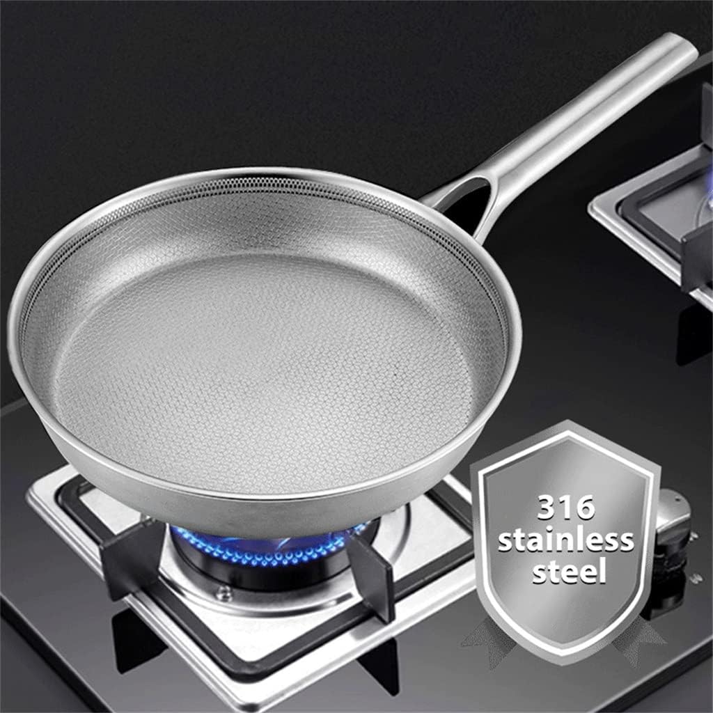 Nonstick Frying Pan 316 Stainless Steel Pan Kitchen Fried Steak Pot Wok Electromagnetic Furnace General (Color : A Size : 1pcs)