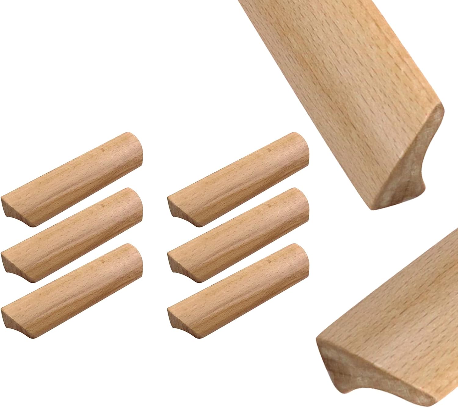 6Pcs 4.84" Wood Solid Furniture Pulls Handles, Painted Smoothly Wooden Handles Cupboard Closet Drawer Handle Pull,Hole Dis.3.78"