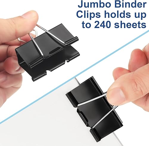 Miniatura 4 de Paquete de 48 clips extra grandes de 2 pulgadas, abrazaderas de papel grandes para suministros de oficina y hogar, color negro
