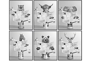 Gray Guest Bathroom Wall Art: Cute Animal Bathroom Prints for Fun Restroom Decor
