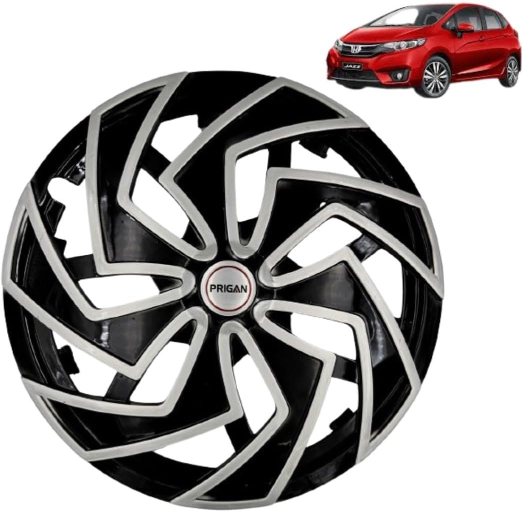 Prigan Wheel Cover for Honda Jazz 14 Inch Black Silver Wheel Cap (Available in 13,14 Inch) (Set of 4 Pcs) (Press Fitting) Model- Spider BS-14