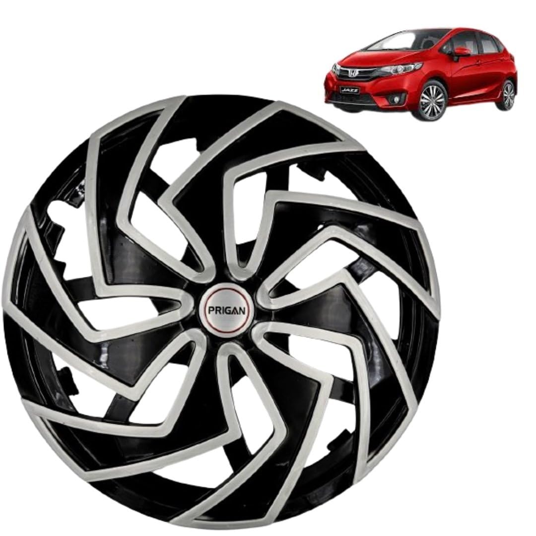 Prigan Wheel Cover for Honda Jazz 14 Inch Black Silver Wheel Cap (Available in 13,14 Inch) (Set of 4 Pcs) (Press Fitting) Model- Spider BS-14